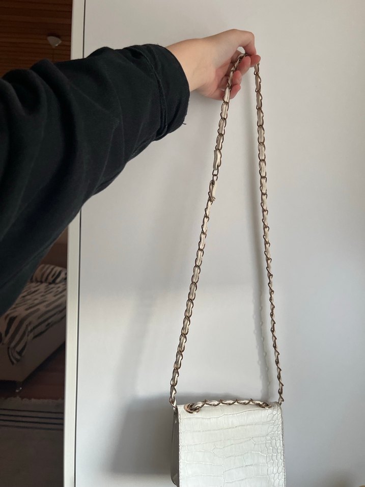 Bayan kız şık beyaz çanta - Görsel 4