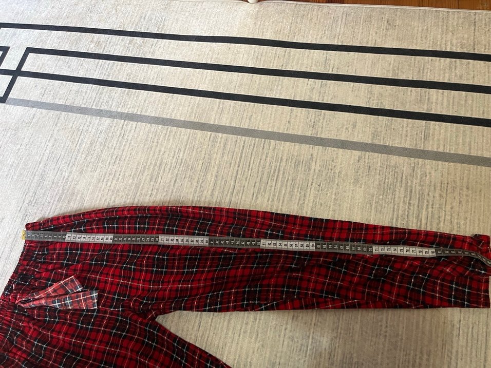 Kız kadın Kırmızı Ekose Pijama Altı - Görsel 4