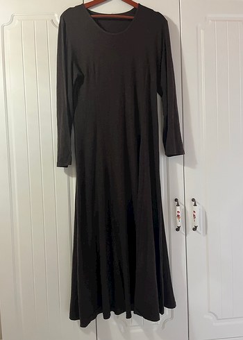 Kadın Siyah Uzun Kollu Pamuklu Salaş Elbise - Görsel 2