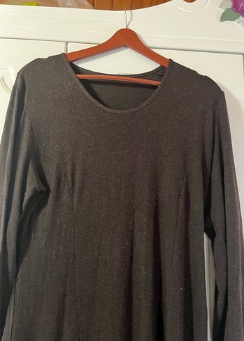 Kadın Siyah Uzun Kollu Pamuklu Salaş Elbise - Görsel 3