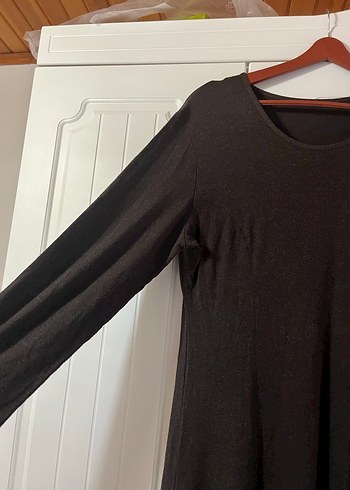 Kadın Siyah Uzun Kollu Pamuklu Salaş Elbise - Görsel 5