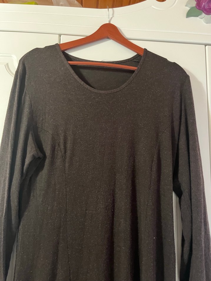 Kadın Siyah Uzun Kollu Pamuklu Salaş Elbise - Görsel 3