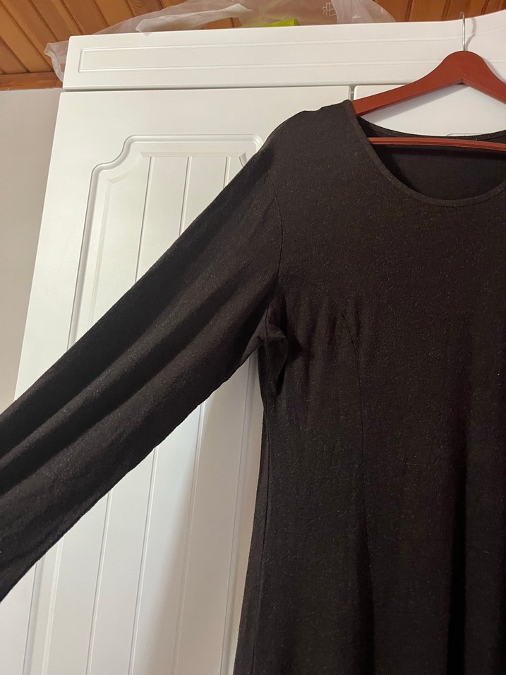 Kadın Siyah Uzun Kollu Pamuklu Salaş Elbise - Görsel 5