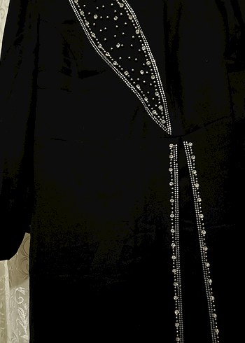 Boncuk İşlemeli Siyah Uzun Kadın Elbisesi - Görsel 3