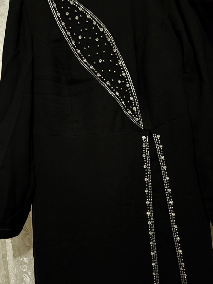 Boncuk İşlemeli Siyah Uzun Kadın Elbisesi - Görsel 2