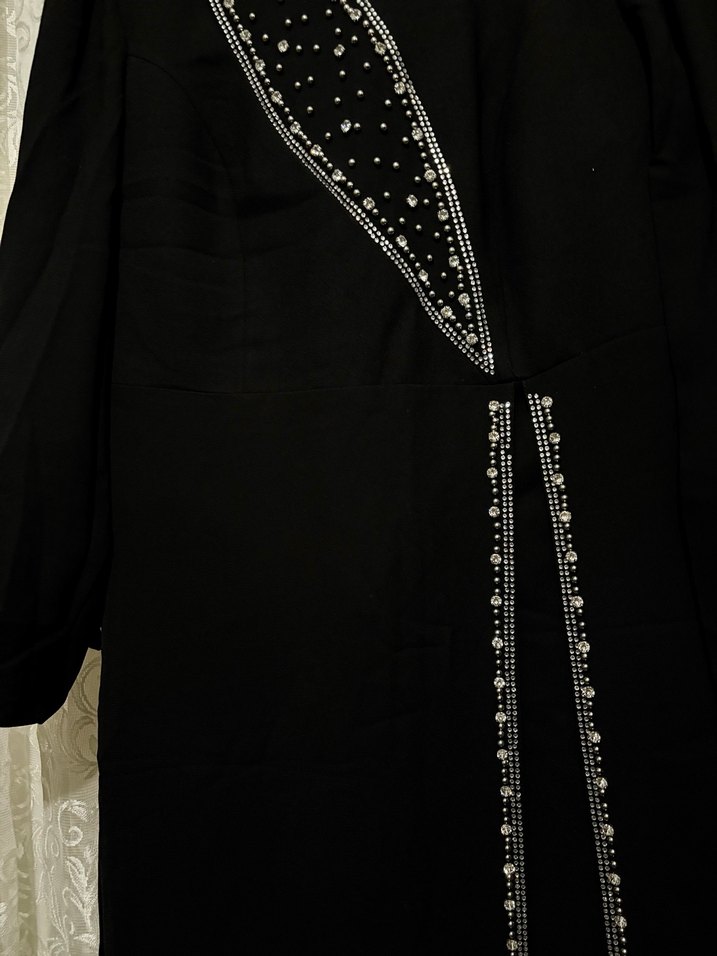 Boncuk İşlemeli Siyah Uzun Kadın Elbisesi - Görsel 3