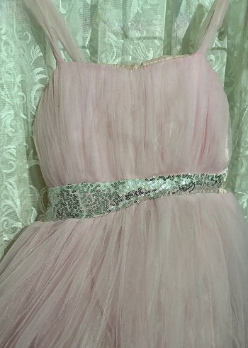 Pembe Drapeli Kız Elbisesi - Görsel 4