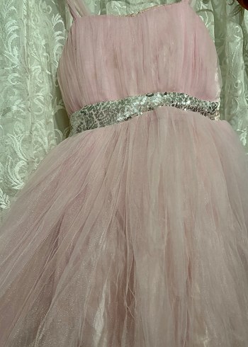 Pembe Drapeli Kız Elbisesi - Görsel 3