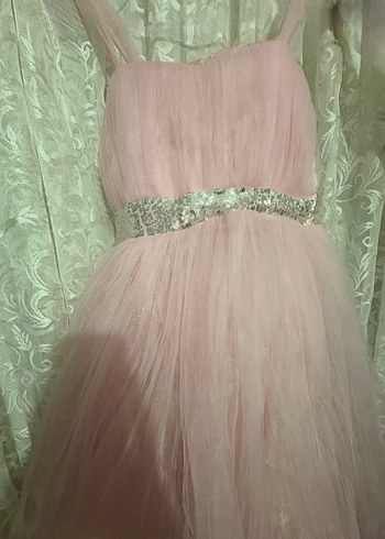 Pembe Drapeli Kız Elbisesi - Görsel 2