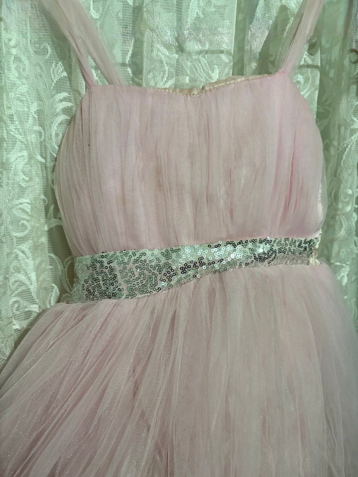 Pembe Drapeli Kız Elbisesi - Görsel 4