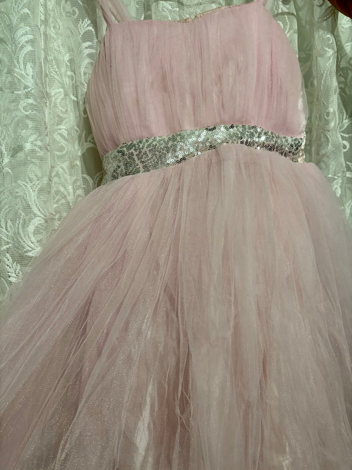 Pembe Drapeli Kız Elbisesi - Görsel 3