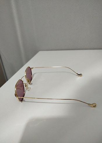 Altıgen Pastel Pembe Camlı Kadın Güneş Gözlüğü - Görsel 2