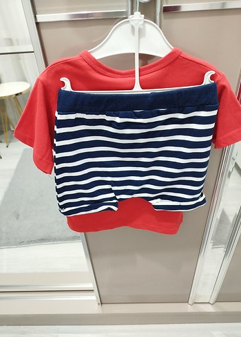 Kırmızı Cep Detaylı Erkek Tişört Şort Takım - Görsel 2