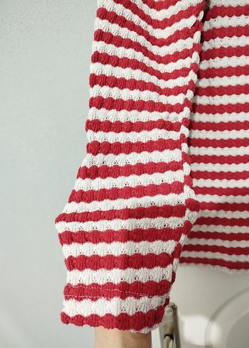 Kırmızı Çizgili Erkek Kazak - Görsel 3