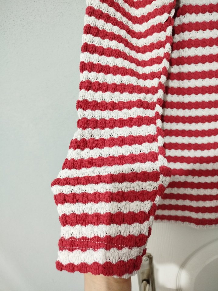 Kırmızı Çizgili Erkek Kazak - Görsel 3