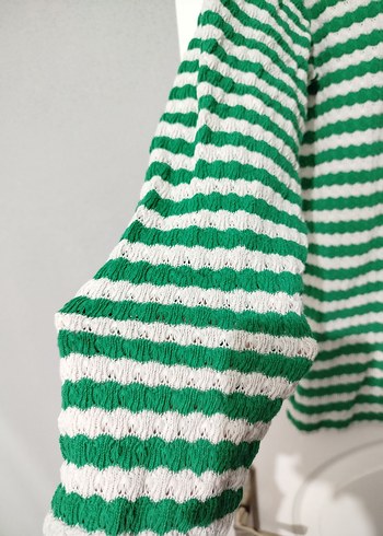 Yeşil Çizgili Erkek Kazak - Görsel 3