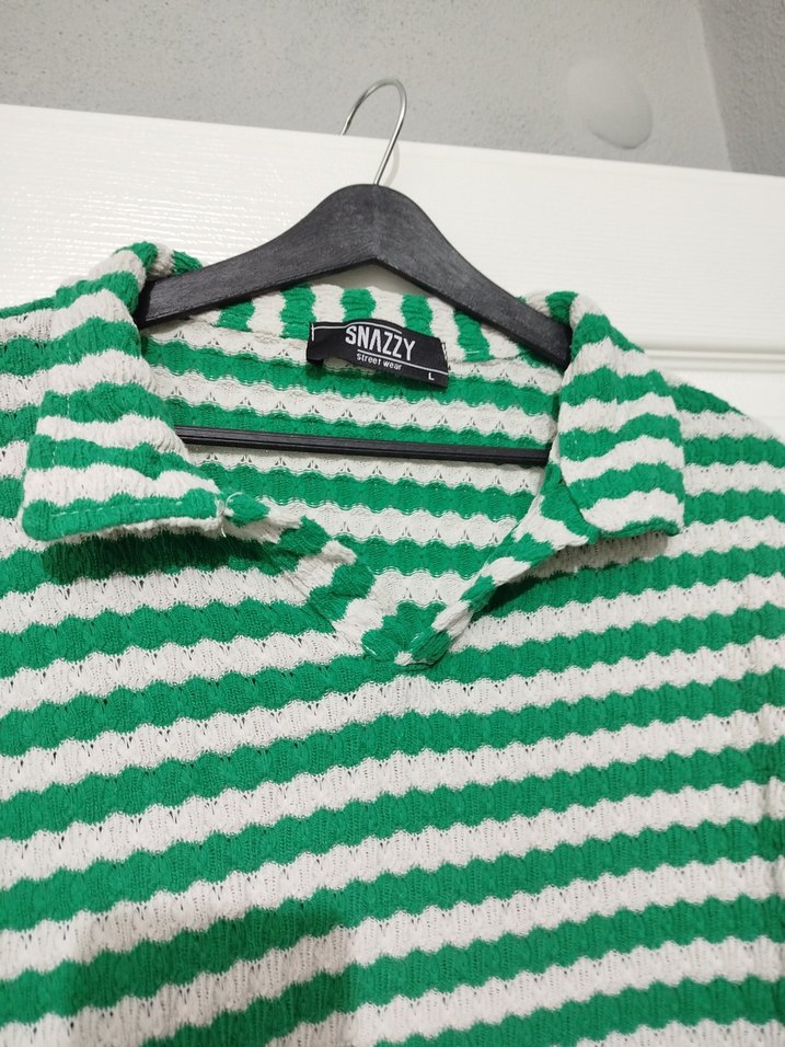 Yeşil Çizgili Erkek Kazak - Görsel 2