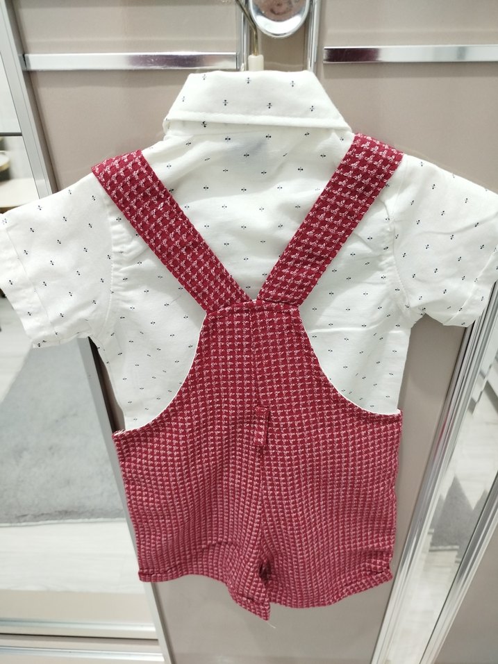 Bordo Düğmeli Erkek Çocuk Tulum - Görsel 2