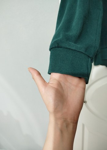 Yeşil Bisiklet Yaka Erkek Sweatshirt - Görsel 2