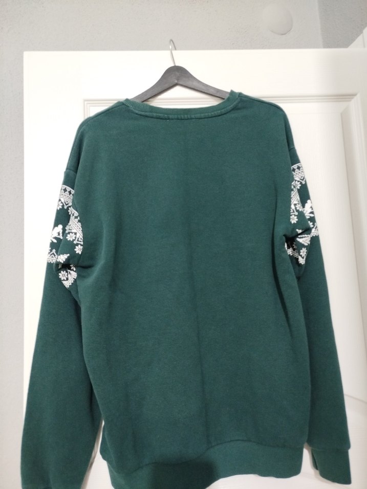 Yeşil Bisiklet Yaka Erkek Sweatshirt - Görsel 4