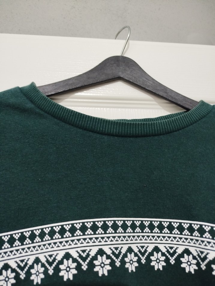 Yeşil Bisiklet Yaka Erkek Sweatshirt - Görsel 3