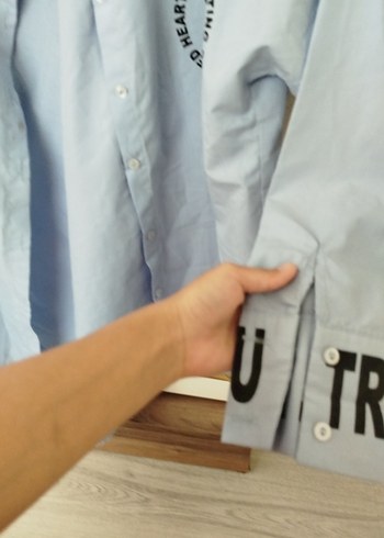 Trendyol & Milla Mavi Pamuklu Baskılı Gömlek