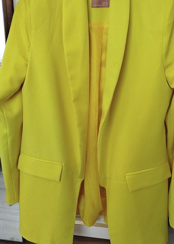 Sarı Düğmeli Kadın Blazer Ceket