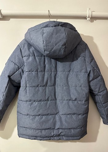 Gri Kapüşonlu Fermuarlı Erkek Mont - Görsel 2