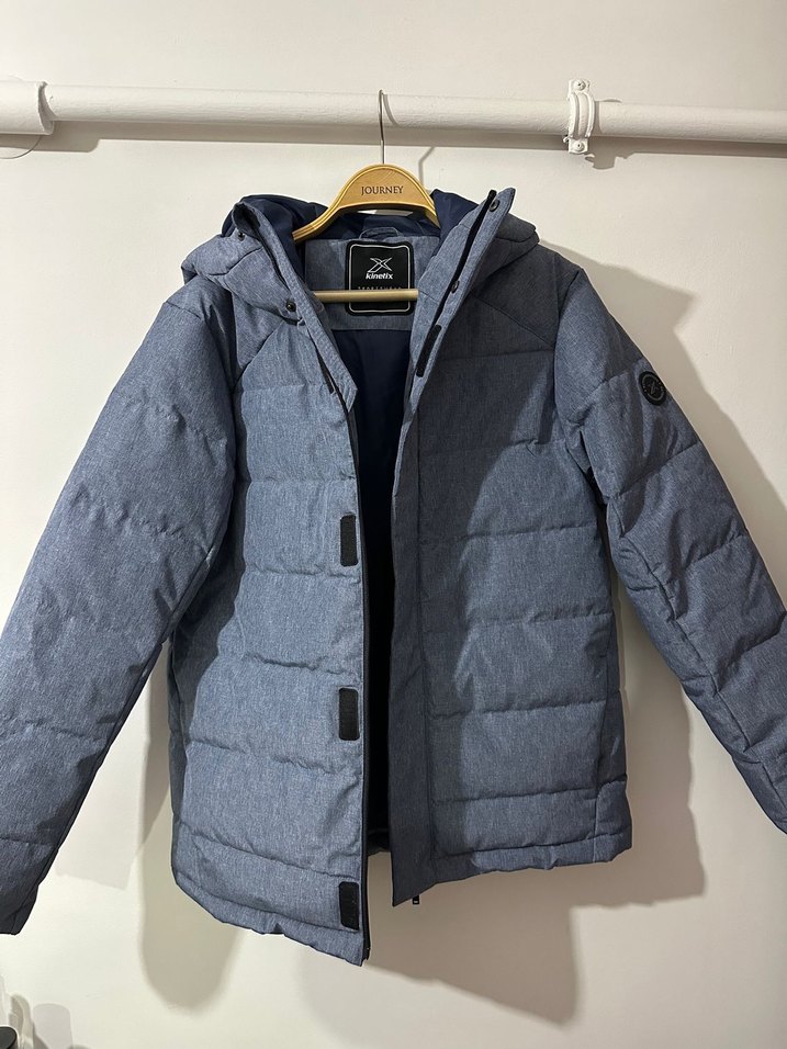 Gri Kapüşonlu Fermuarlı Erkek Mont - Görsel 4