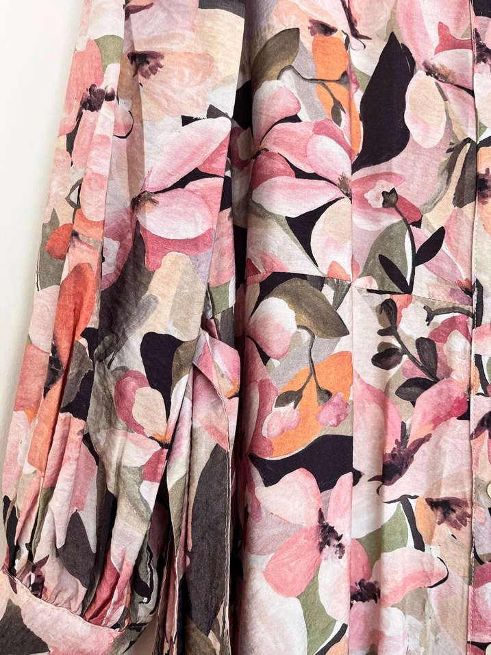 Pembe çiçekli Uzun Bohem Elbise - Görsel 2