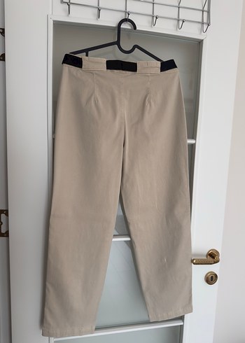 Bej Kadın Kemerli Kumaş Pantolon - Görsel 2