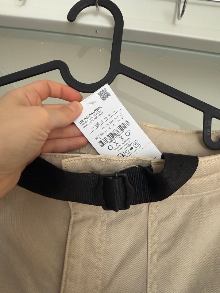 Bej Kadın Kemerli Kumaş Pantolon - Görsel 4