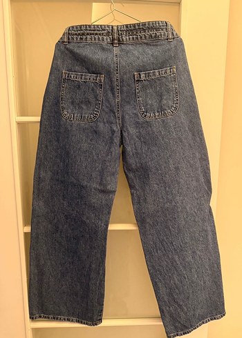 Düğmeli Bol Kesim Kadın Kot Pantolon - Görsel 3