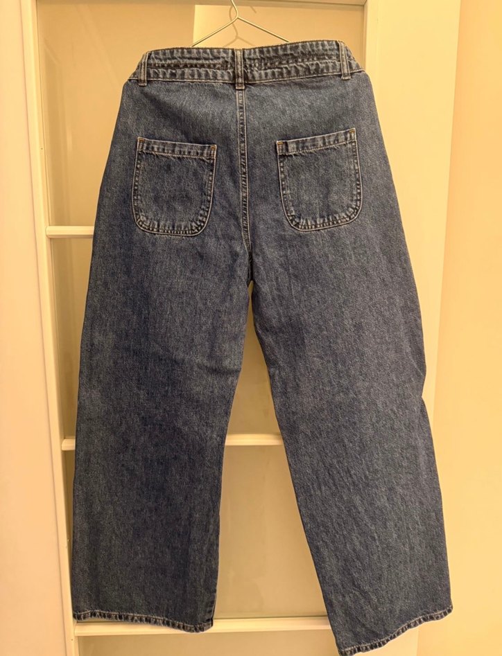 Düğmeli Bol Kesim Kadın Kot Pantolon - Görsel 3