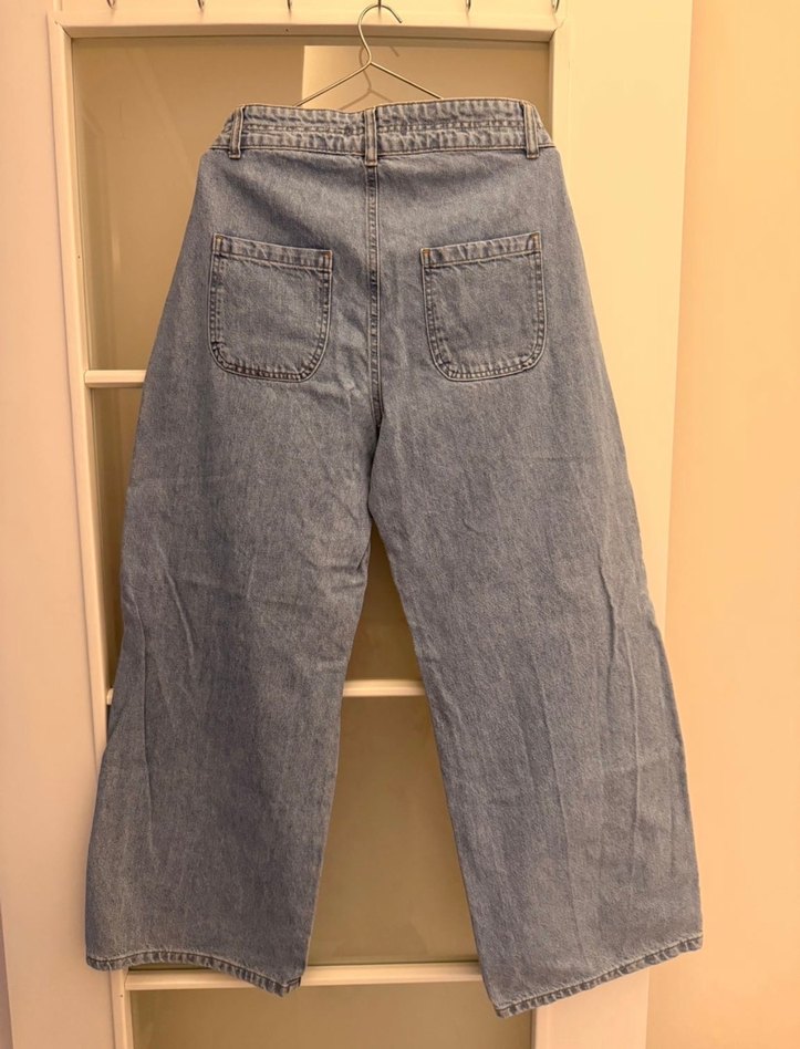 Düğmeli Açık Mavi Kadın Kot Pantolon - Görsel 3