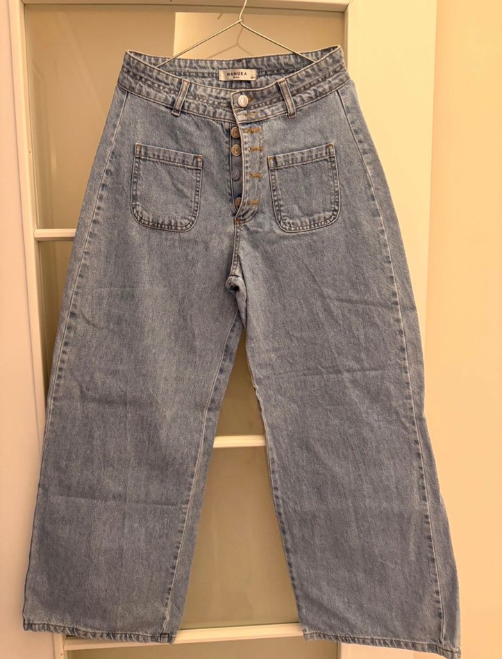 Düğmeli Açık Mavi Kadın Kot Pantolon - Görsel 2