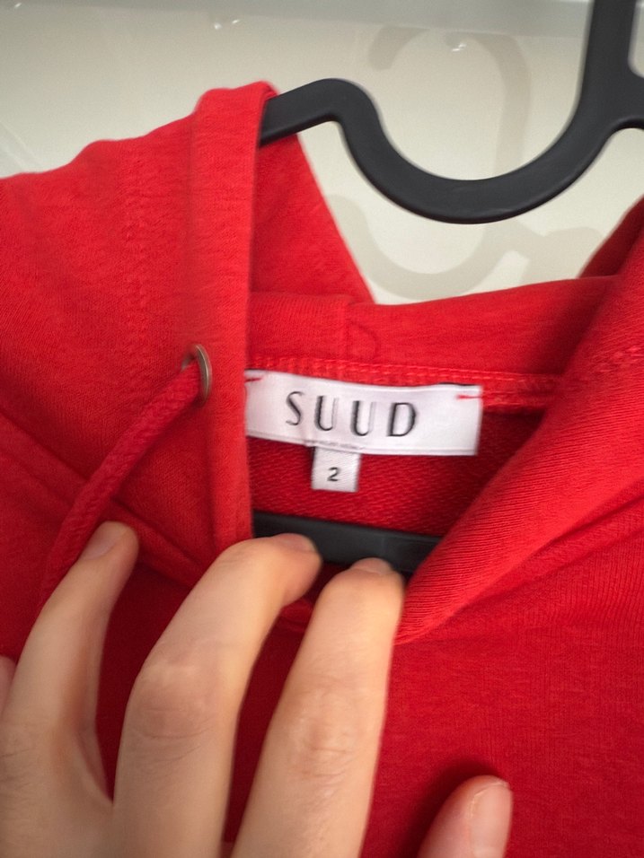 Kırmızı Kapüşonlu Kadın Sweatshirt - Görsel 3