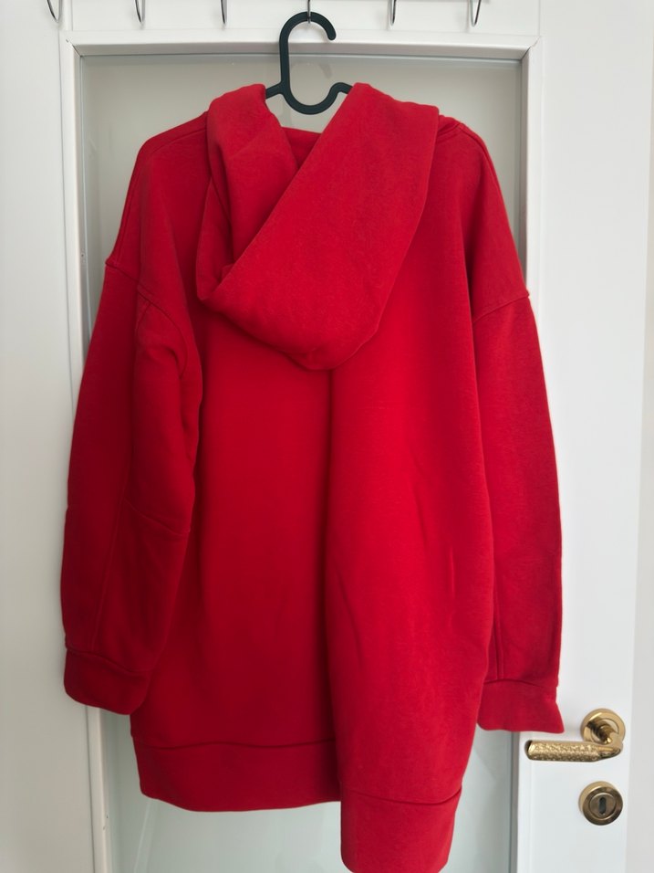 Kırmızı Kapüşonlu Kadın Sweatshirt - Görsel 2