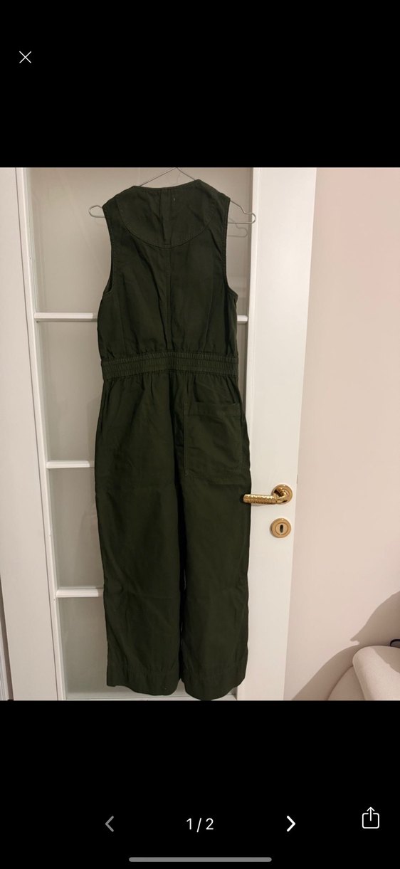 Yeşil Kot Kolsuz Kadın Tulum - Görsel 2