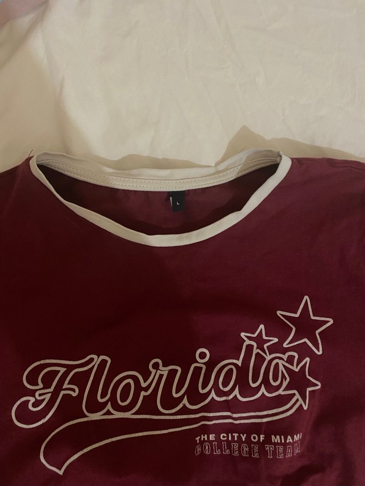 Bordo Kadın Tişört, Kısa Kollu, Baskılı - Görsel 2