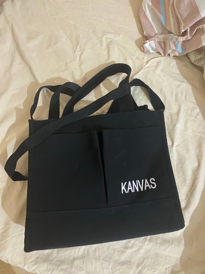 Siyah Kanvas Fermuarlı Kadın Çanta - Görsel 3