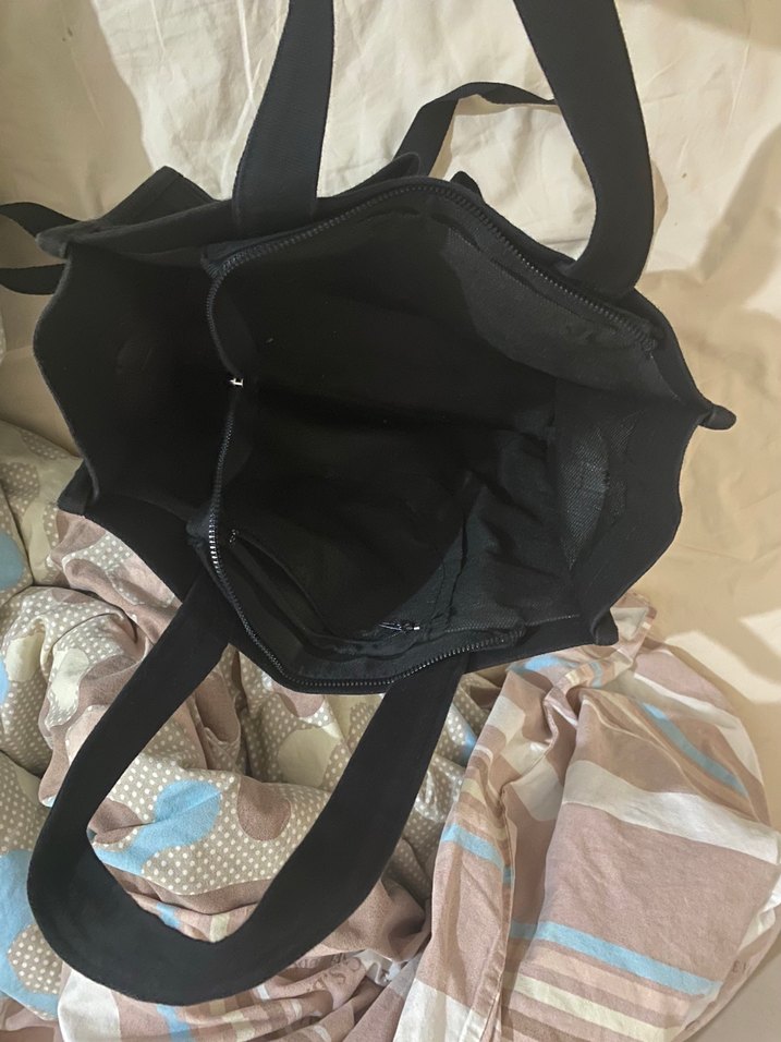 Siyah Kanvas Fermuarlı Kadın Çanta - Görsel 2