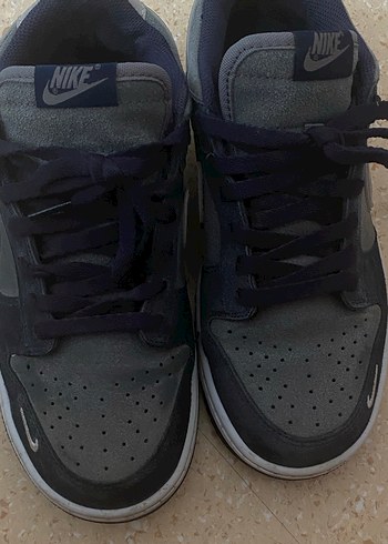 Gri Lacivert Nike Spor Ayakkabı Bağcıklı