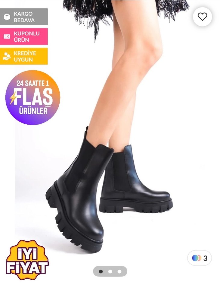 Siyah Deri Platform Topuklu Kadın Bot - Görsel 5
