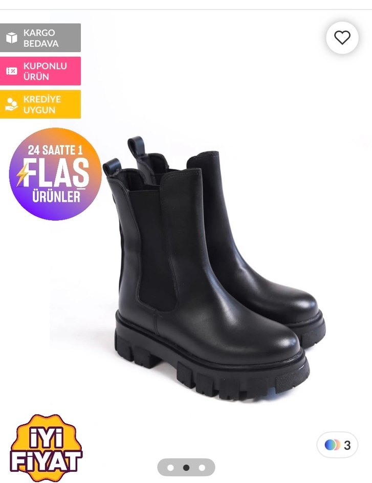 Siyah Deri Platform Topuklu Kadın Bot - Görsel 4