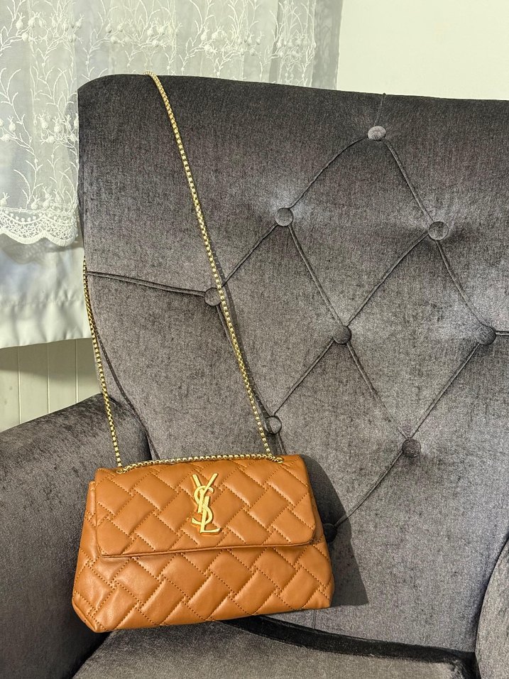 Zincir Detaylı Kahverengi Deri Kadın Çanta - Görsel 3