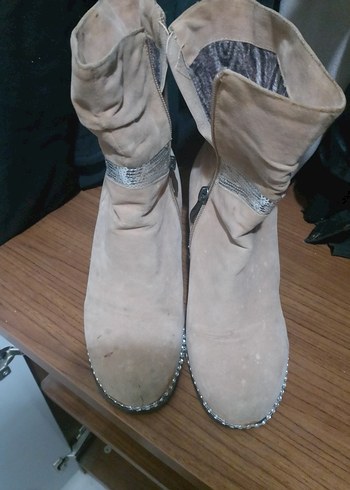 vizon pul işlemeli kadın topuklu bot - Görsel 4