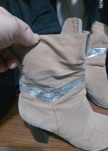 vizon pul işlemeli kadın topuklu bot - Görsel 5