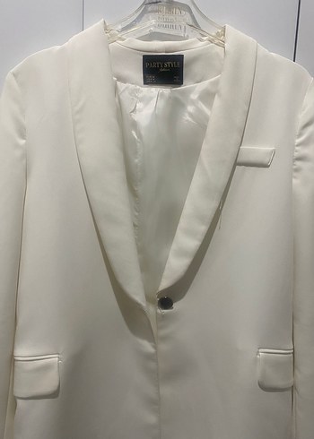 Diğer Düğmeli Beyaz Kadın Blazer Ceket