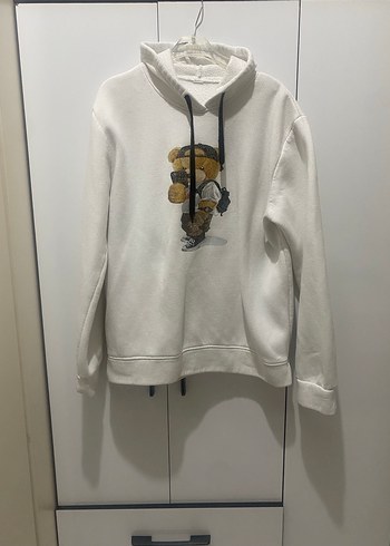 Diğer Beyaz Kapüşonlu Baskılı Kadın Sweatshirt
